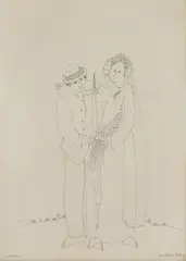 Ivan Lacković Croata, Newlyweds, 1971., ink wash on paper