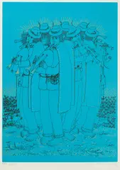 Ivan Lacković Croata, Parade of Musicians, serigraphy and gold print on paper