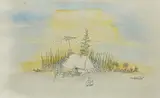 Ivan Lacković Croata, Returning Home, ink and watercolor on paper