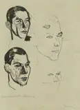 Marijan Jevšovar, Zlatko Milković's Studies, ink and marker on paper