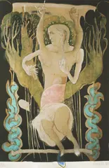 Nives Kavurić-Kurtović, Serigraphy with painting additions (Guardian of Light), serigraphy on paper