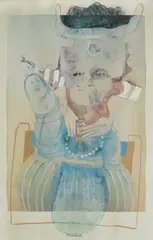 Nives Kavurić-Kurtović, Smoker, 1986., painted serigraphy on paper