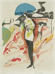 Lady under the Umbrella by Zlatko Prica, 1996., serigraphy on paper, offered Feb 2026