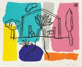 Bane Milenković, House, linocut on paper