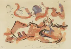 Milan Konjović, Farmstead, serigraphy on paper