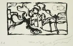 Milan Konjović, Street in Topola, serigraphy on paper