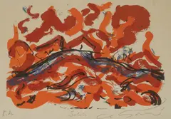 Milan Konjović, Farmsteads, serigraphy on paper