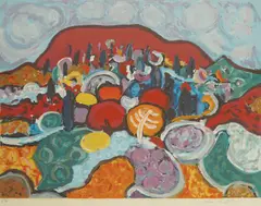 Đuro Pulitika, Red Landscape, serigraphy on paper
