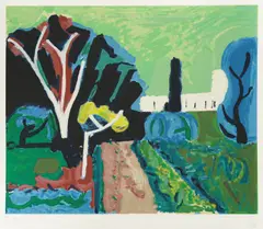 Slavko Šohaj, Landscape in Green, serigraphy on paper