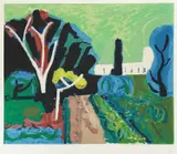 Slavko Šohaj, Landscape in Green, serigraphy on paper