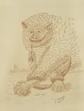 Antun Bahunek, Knight's Meadow, 1969., sepia on paper
