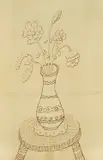 Antun Bahunek, Vase of Flowers, 1969., pencil on paper
