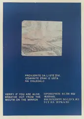 Vlasta Delimar, Check if you are alive. Exhale air from your mouth onto a mirror., 1984., collage on paper