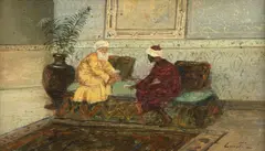 Turci (Citind versete din Coran) by Constion, ulei pe carton, sold Feb 2026