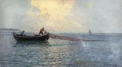 Dimitrie Florian, Pescari la asfințit, ulei pe carton