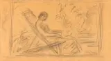 Samuel Mützner, Odihnă în grădină, creion pe hârtie