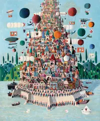 Petru Vintilă, Orașul din povești, 1986, ulei pe pânză