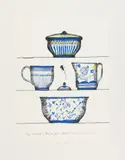 Ștefan Câlția, Vase cu flori albastre, 2023, serigrafie