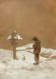 Gheorghe Chirovici, Rugă, guașă, creion și laviu pe hârtie lipită pe carton