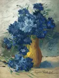 Albăstrele by Eugenia Filotti Atanasiu, ulei pe carton, sold Feb 2026