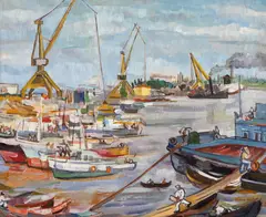 Ileana Codreanu, În port, 1974, ulei pe pânză