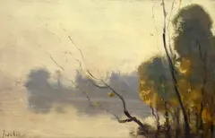 Sfârșit de toamnă by Constantin Isachie Popescu, ulei pe carton, sold Feb 2026