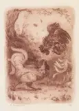 Aurel Bordenache, Lupta cocoșilor, 1947, acvatintă