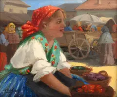 Carolus Pallya, La târg, ulei pe lemn
