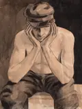 Nina Arbore, Pe gânduri, cărbune si acuarelă pe carton
