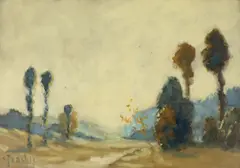 Prima zi de toamnă by Constantin Isachie Popescu, ulei pe carton, sold Feb 2026