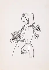 Tia Peltz, Școlărița, tuș pe hârtie