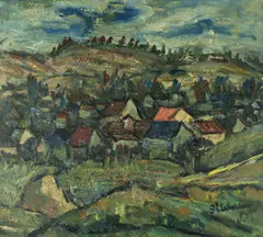 Peisaj din Sibiu by Nicolae Brana, ulei pe carton, sold Feb 2026