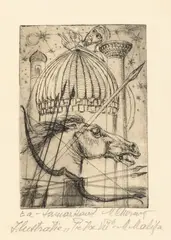 Calul și prevăzătorul by Marcel Chirnoagă, acvaforte și acvatintă, sold Feb 2026