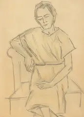 Theodor Pallady, Femeie în interior, creion pe hârtie