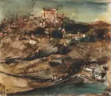 Corneliu Baba, Toledo, 1972, acuarelă și creion pe hârtie lipită pe carton