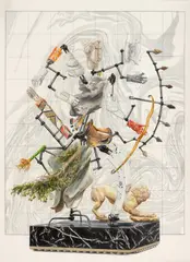 Ştefan Ungureanu, Huntress (Artemis), 2026, creioane colorate pe hârtie Arches coldpressed