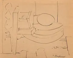 Constantin Brancusi, Schiţă de atelier, tuș pe hârtie