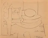 Constantin Brancusi, Schiţă de atelier, tuș pe hârtie
