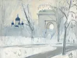 Alexandru Ciucurencu, Peisaj din București, ulei pe pânză lipită pe carton