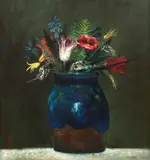 Ștefan Câlția, Oală albastră, 1998, ulei pe pânză