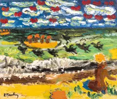Ion Țuculescu, Nud la mare, cca. 1950, ulei pe pânză