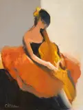 Corneliu Ionescu, Lecții de violoncel, ulei pe pânză