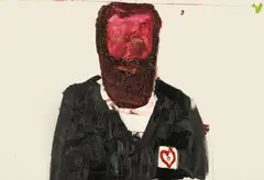 Un prieten (Lică) by Ecaterina Vrana, 2006, ulei și colaj pe pânză, offered Feb 2026