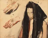 Corneliu Baba, Studiu pentru "Pământul", 1976, acuarelă, creioane colorate, cărbune și creion pe hârtie lipită pe carton