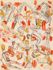 Nistor Coita, Căderea îngerilor, 2004, tempera pe hârtie