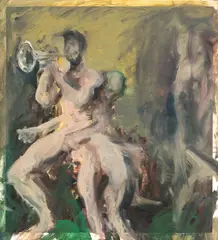 Muzică by Corneliu Brudașcu, 2022, ulei pe carton, offered Feb 2026