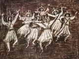 Magdalena Rădulescu, Dans magic, tempera pe carton subțire