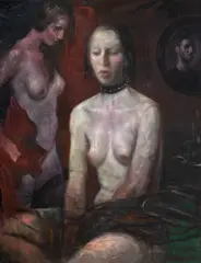 Robert Lőrincz, Muze nocturne, 2025, ulei pe pânză