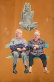 Dumitru Gorzo, Bunicii stau în parc, 2003, ulei pe lemn