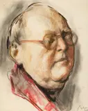 Corneliu Baba, Portretul graficianului Iosif Ross, 1960, acuarelă, creioane colorate și cărbune pe hârtie